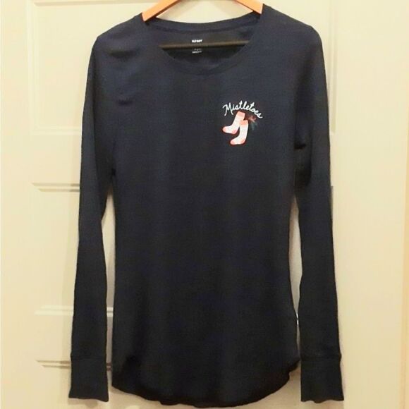 Mistletoes Waffle Knit Top- L Tall - Picture 3 of 7